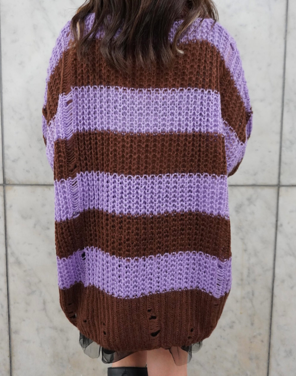 オーバーサイズボーダーニット | レディースファッション通販 - DHOLIC