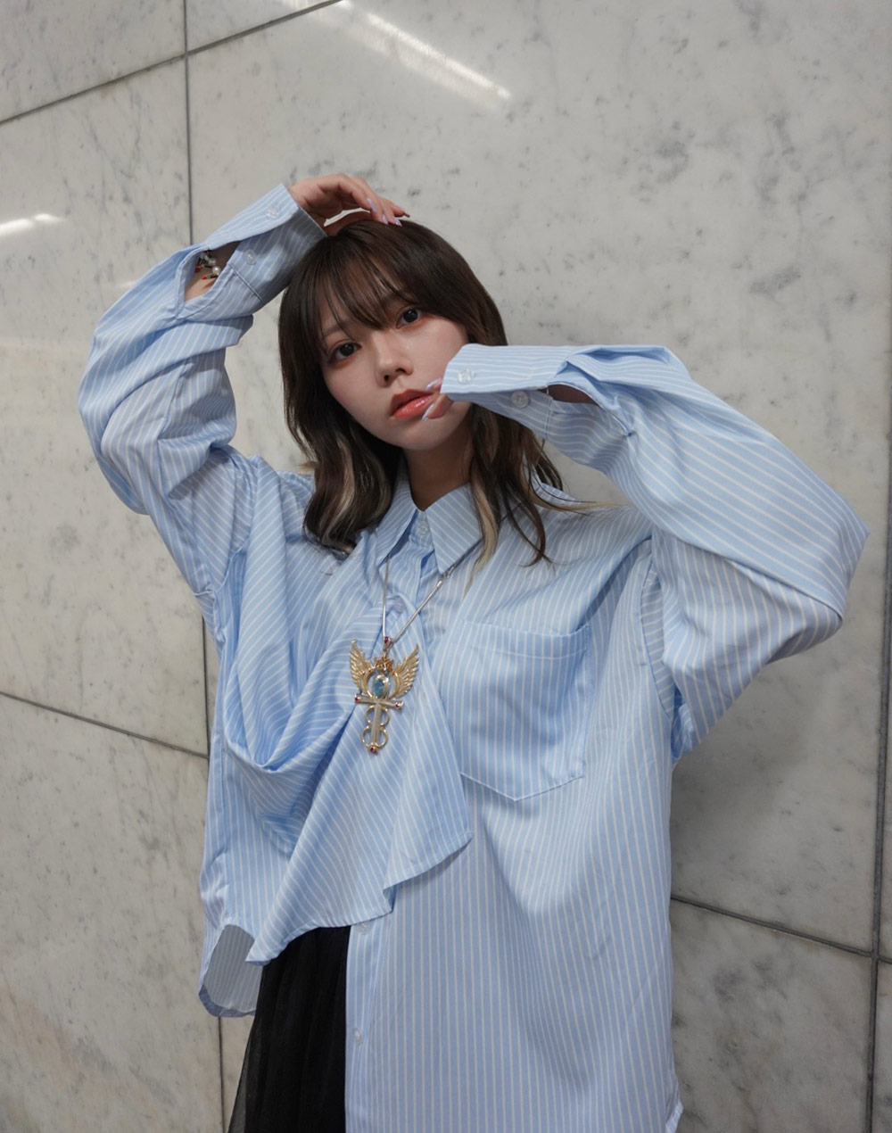 オフショルストライプシャツ | レディースファッション通販 - DHOLIC