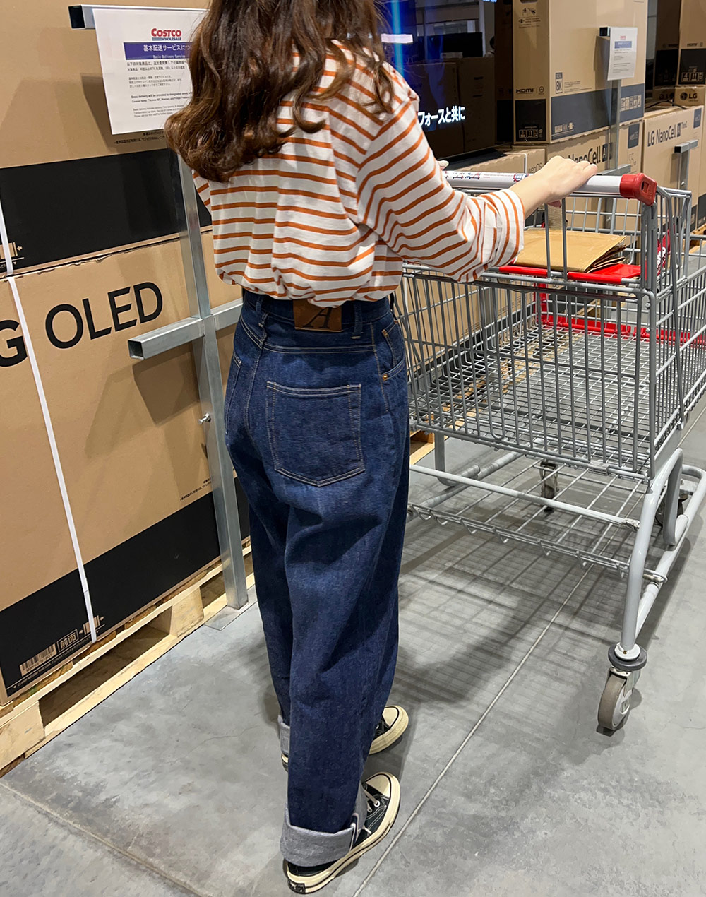 ボーダー レディース　ロンT シンプル トレーナー 薄手 カットソー ゆったり