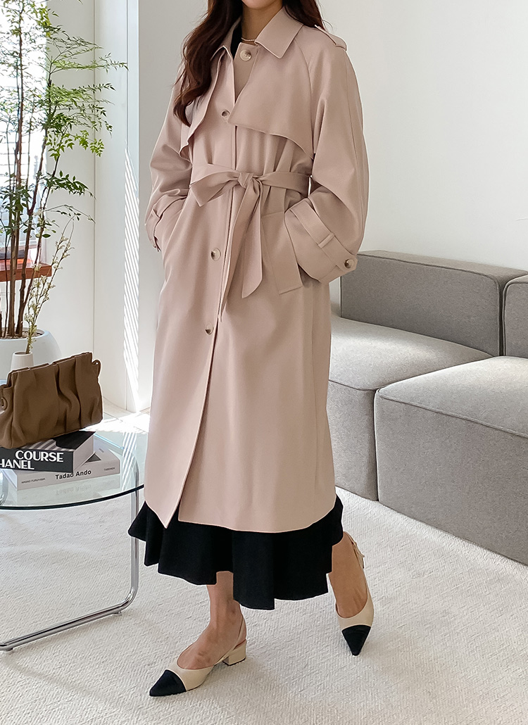 ストラップ付シングルボタントレンチコート | レディースファッション