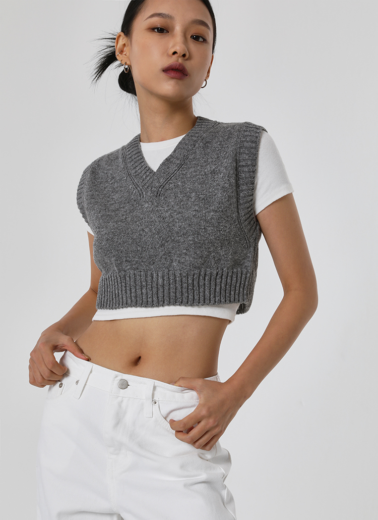 Perry Ellis 上質ウールブレンド Vネックニットベスト Mサイズ 上品 ニットベスト ジレ Vネック 前開き ウール100% 全3色 ネイビー