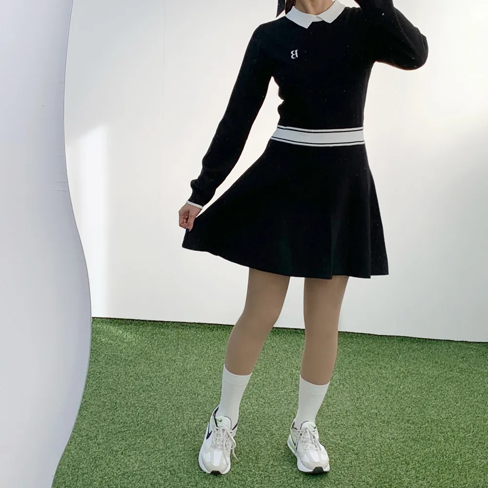 インナースカートパンツ付ニット配色ワンピース | voer | 詳細画像5