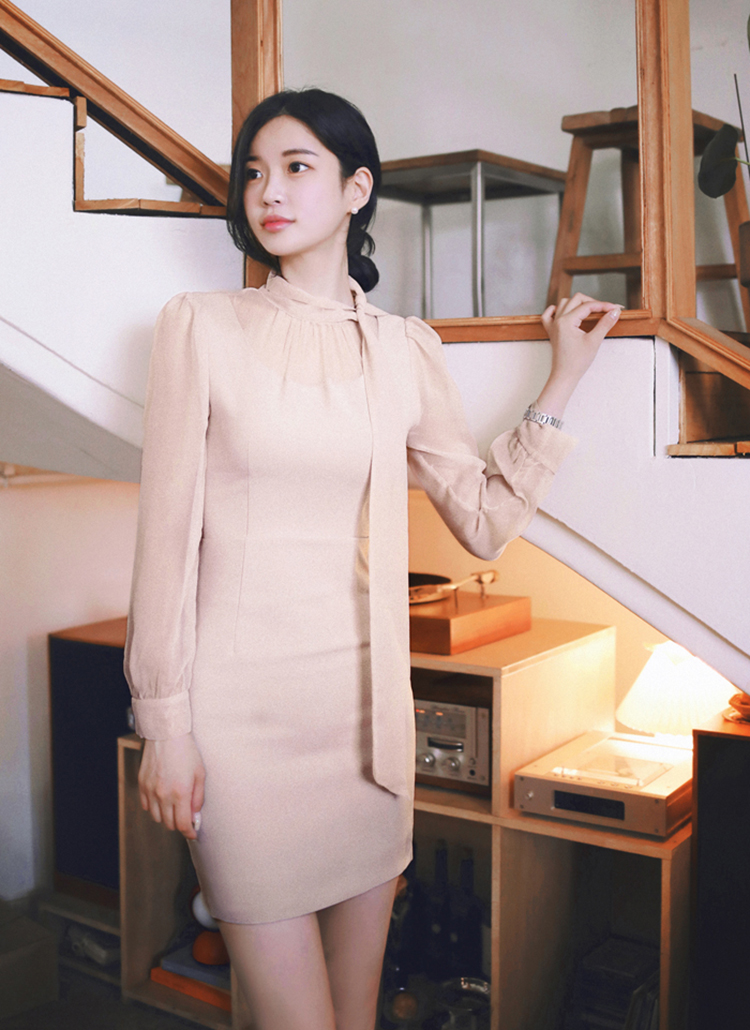 レイヤード風シフォンスカーフワンピース レディースファッション通販 Dholic