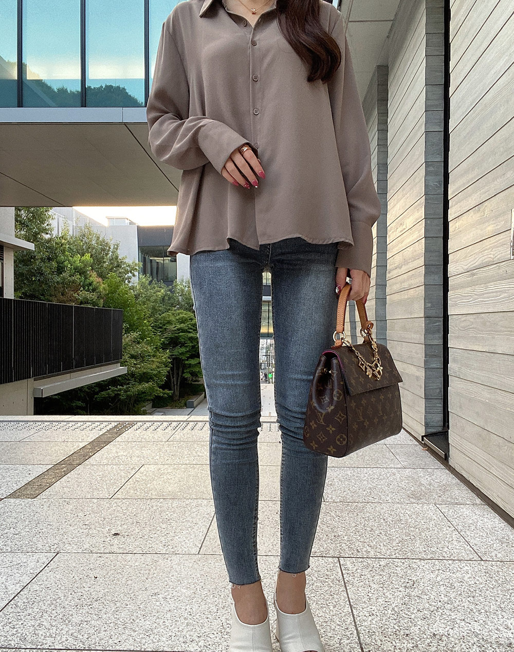 セルフカットハイウエストスキニーデニムパンツ | レディース