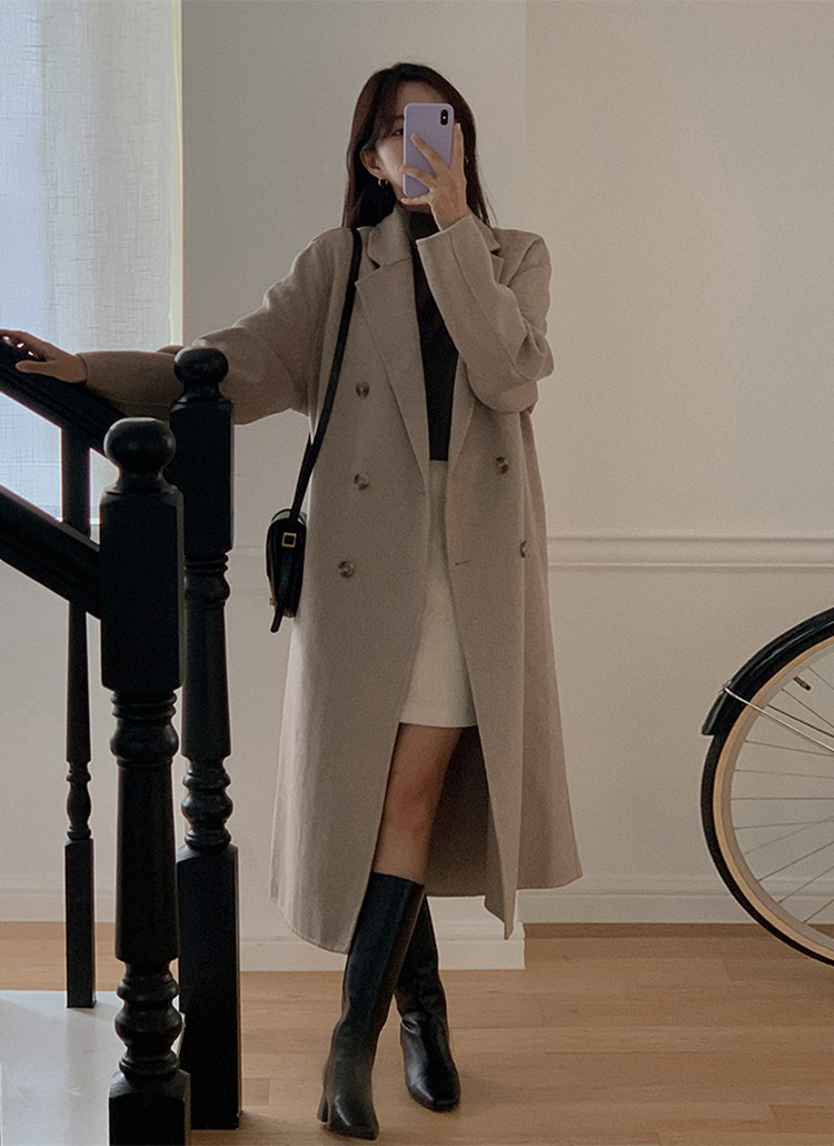 ストラップ付ダブルボタンハンドメイドコート | レディース