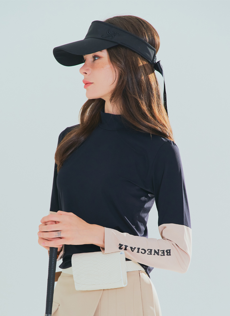 ハーフネック配色スリーブTシャツ(black)のサムネイル
