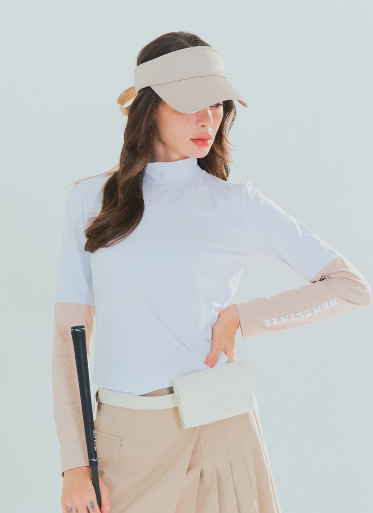 ハーフネック配色スリーブTシャツ(white)のサムネイル