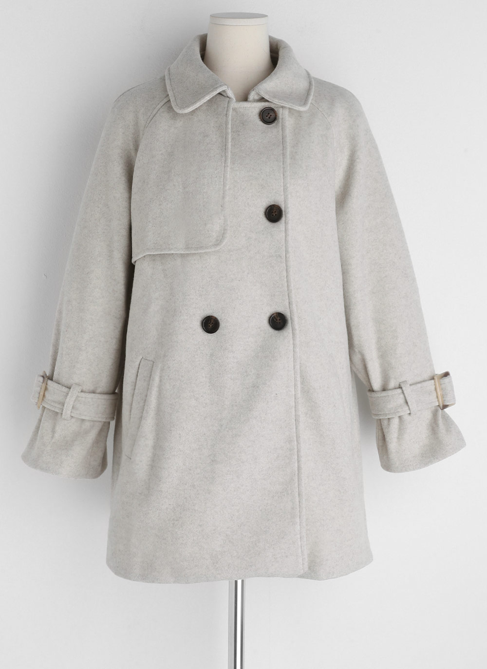 ストラップ&ベルト付ハーフコート | レディースファッション通販