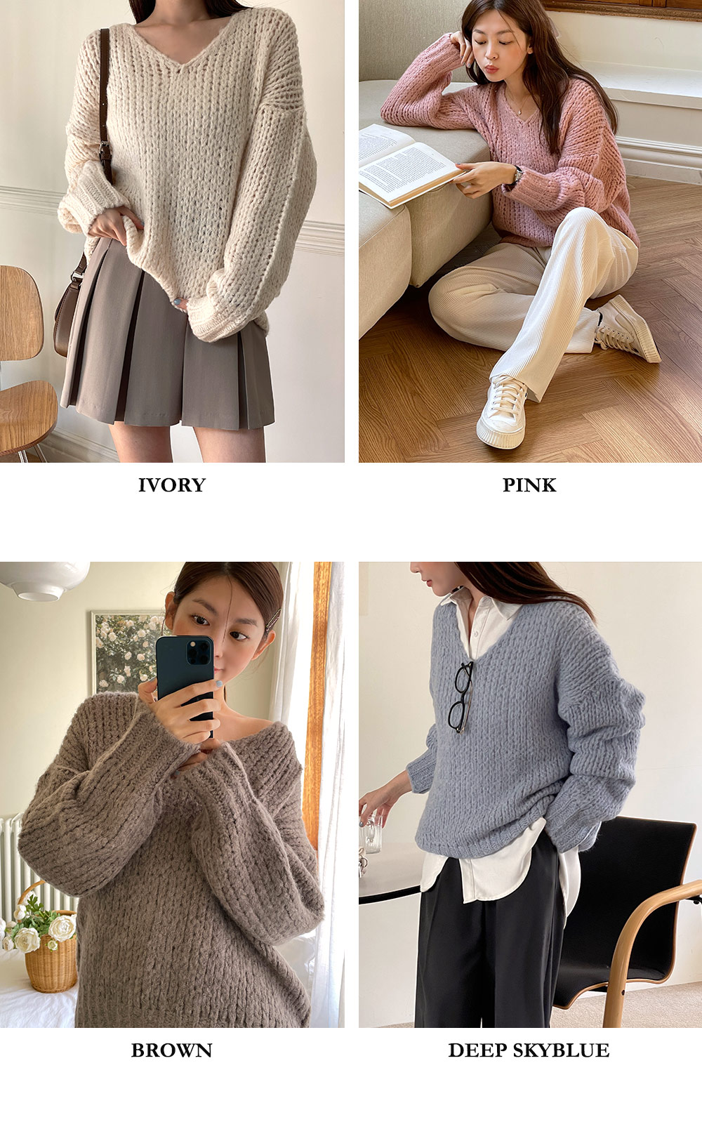 ウール混Vネックルーズニット | DHOLIC | 詳細画像2