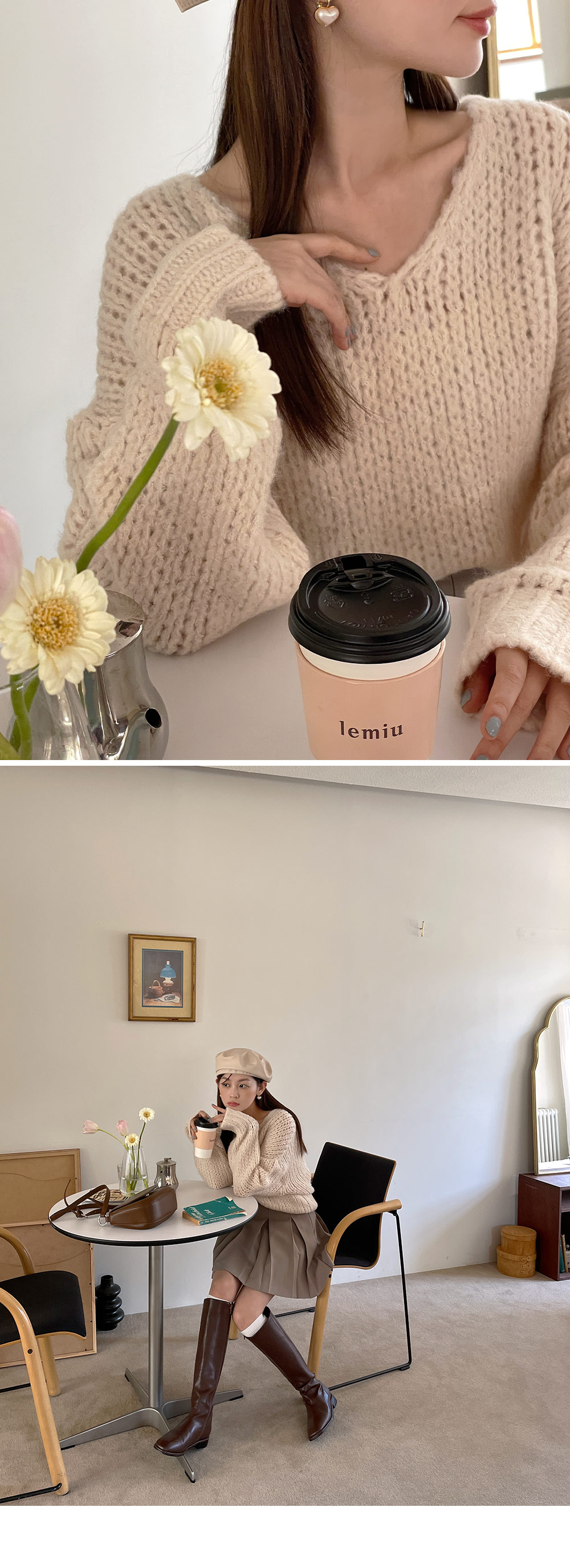 ウール混Vネックルーズニット | DHOLIC | 詳細画像8