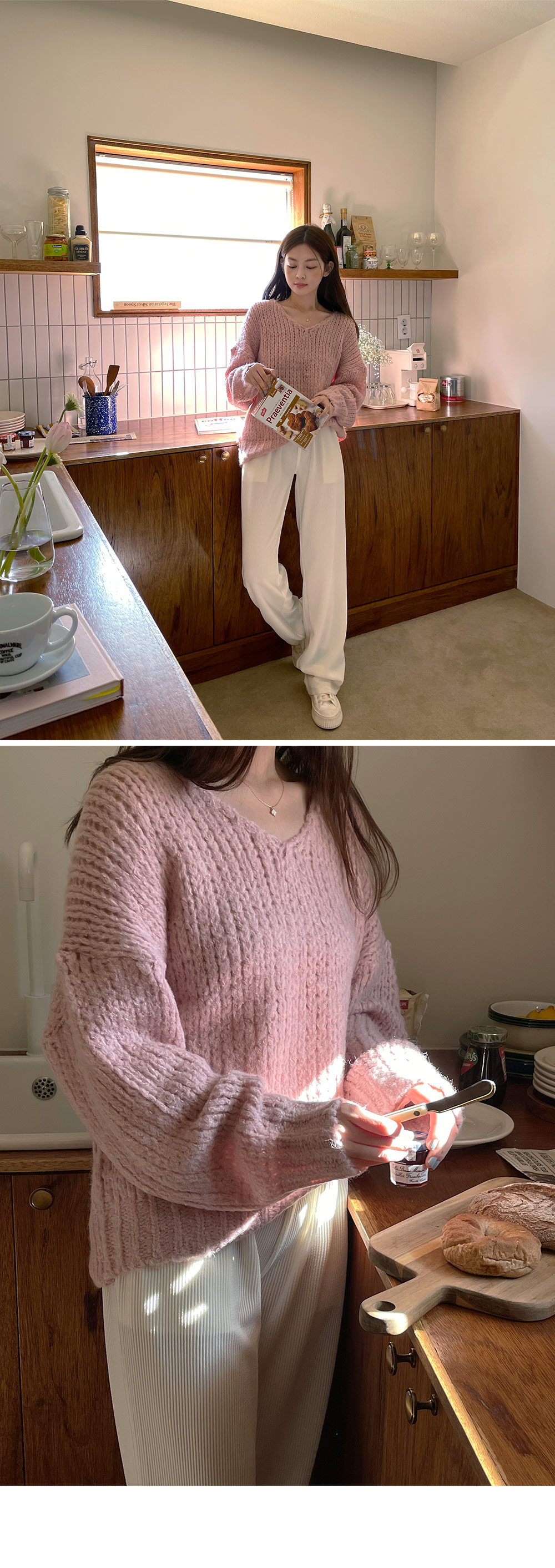 ウール混Vネックルーズニット | DHOLIC | 詳細画像12