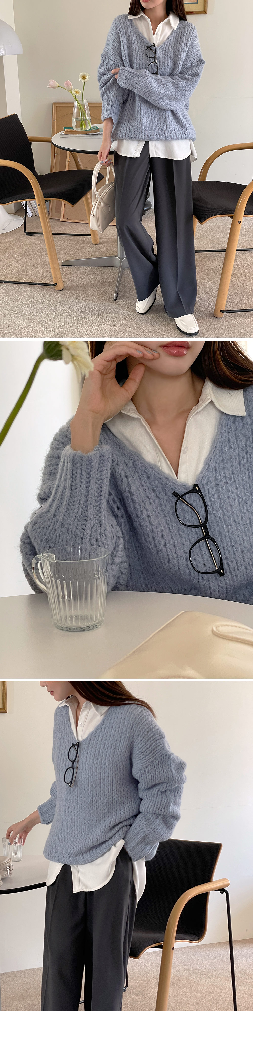 ウール混Vネックルーズニット | DHOLIC | 詳細画像14