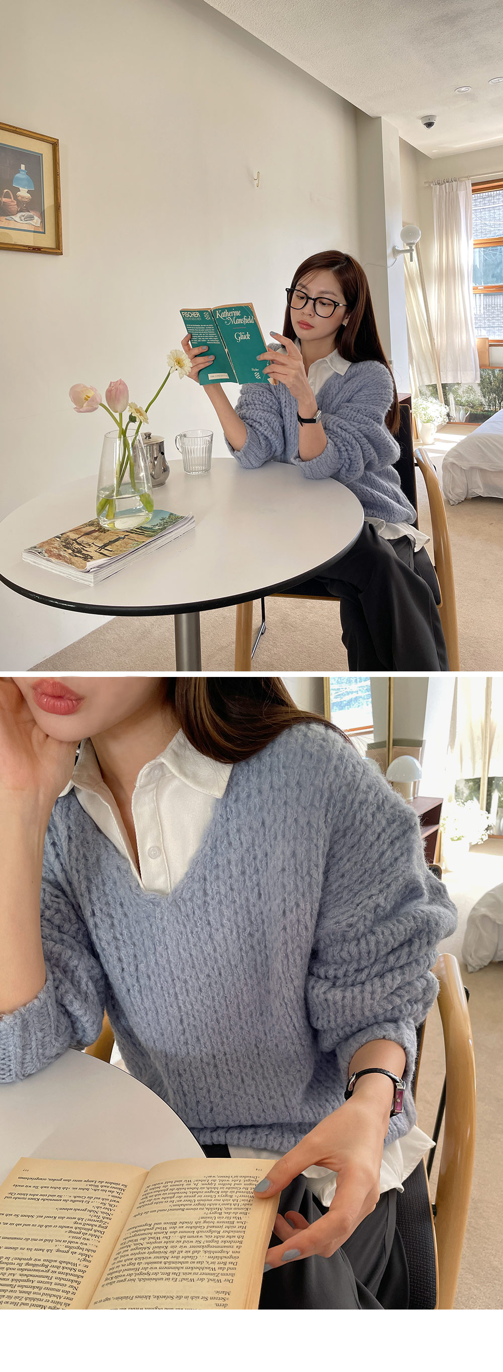 ウール混Vネックルーズニット | DHOLIC | 詳細画像15