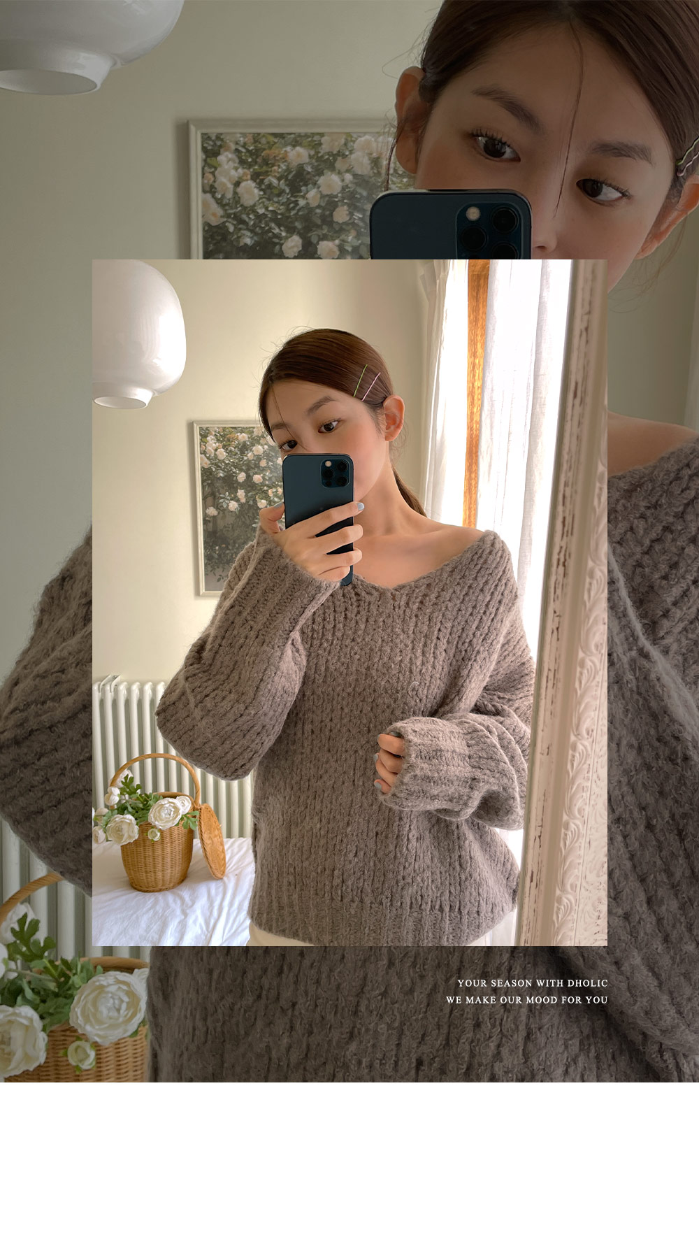 ウール混Vネックルーズニット | DHOLIC | 詳細画像17