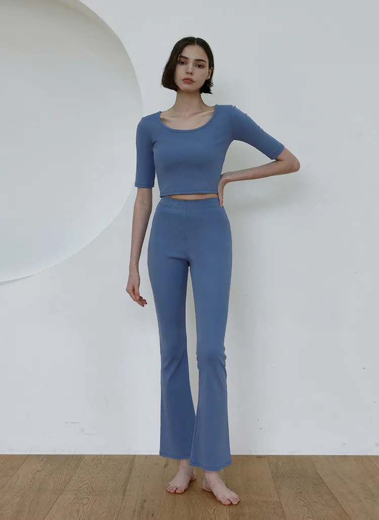 ハーフスリーブTシャツ&フレアパンツSET(Eco blue) | DEVIWEAR | 詳細画像1