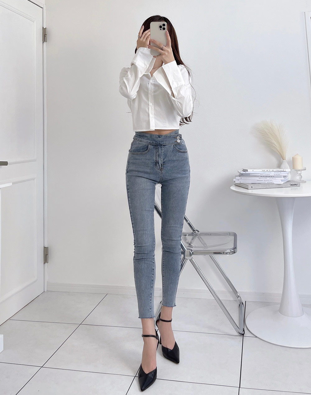 3TYPEハイウエストスキニーデニムパンツ | レディース
