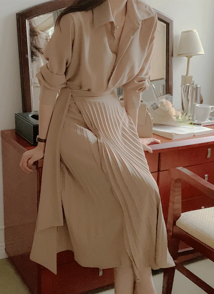 フライフロントシャツ&ラップスカートSET | highclassic | 詳細画像1