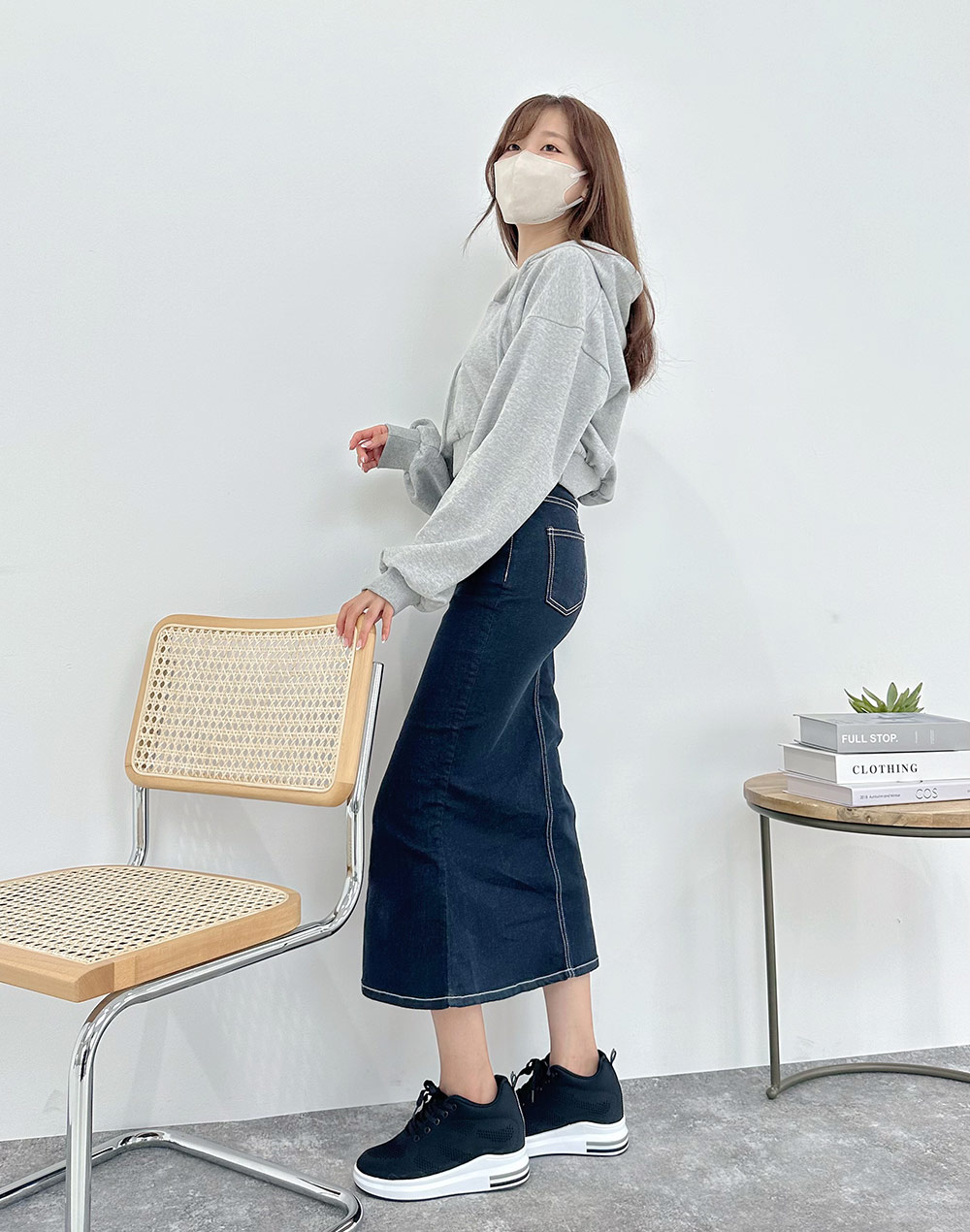 2ボタンハイウエストマーメイドデニムスカート | レディース