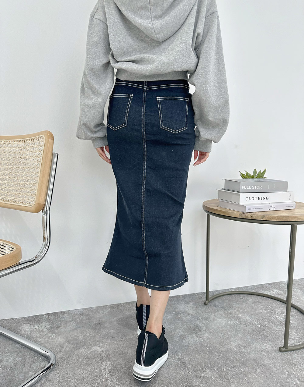 2ボタンハイウエストマーメイドデニムスカート | レディース