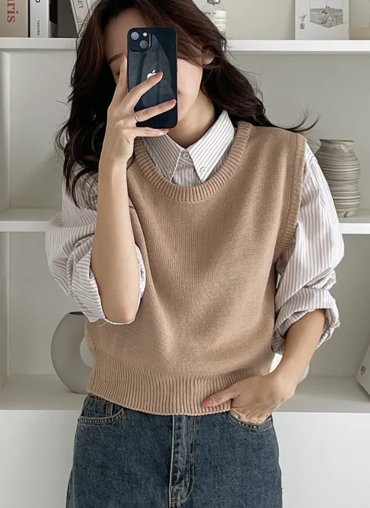 ラウンドネックニットベスト | sugarfun | 詳細画像1