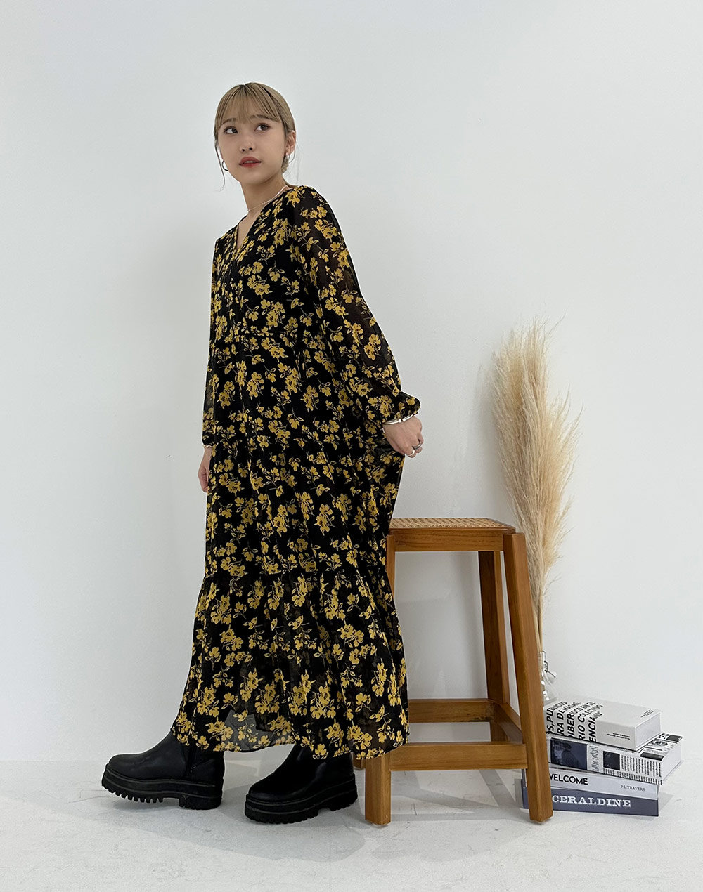 花柄プリントAラインワンピース | レディースファッション通販 - DHOLIC