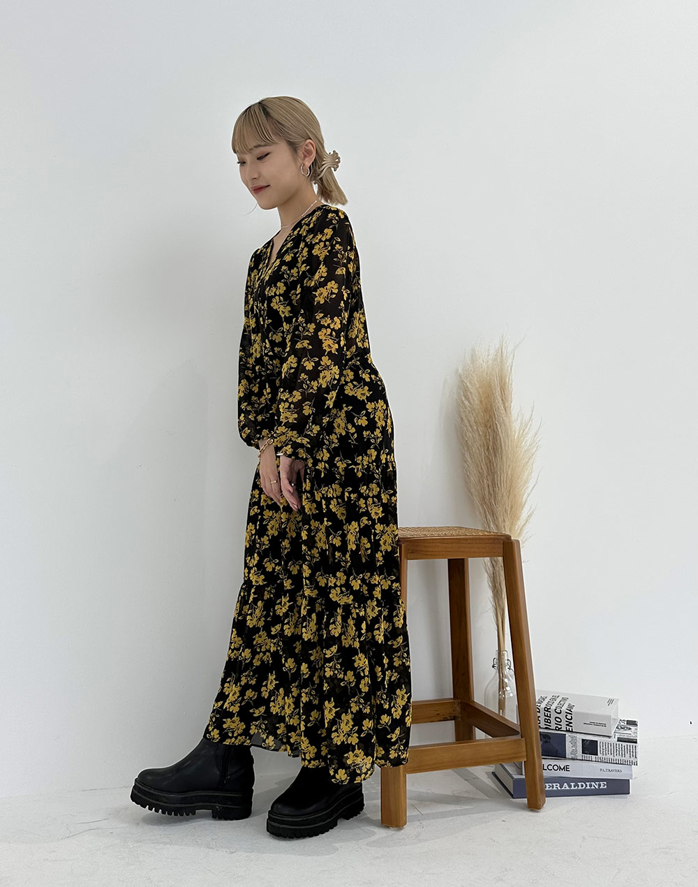 花柄プリントAラインワンピース | レディースファッション通販 - DHOLIC