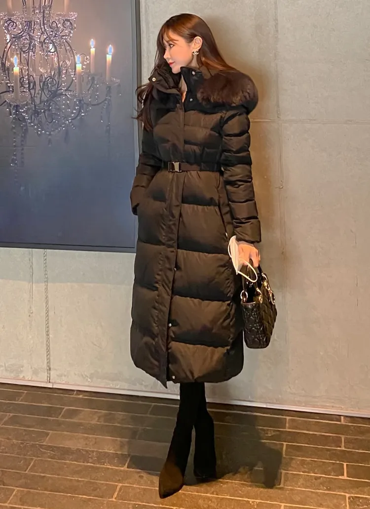 ファー&フード付ベルトダウンロングジャンパー | blackholej | 詳細画像1