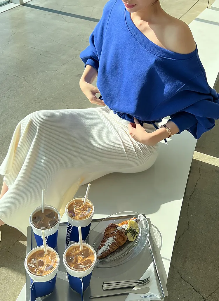 裏起毛オフショルストリングヘムスウェット | minagram | 詳細画像1