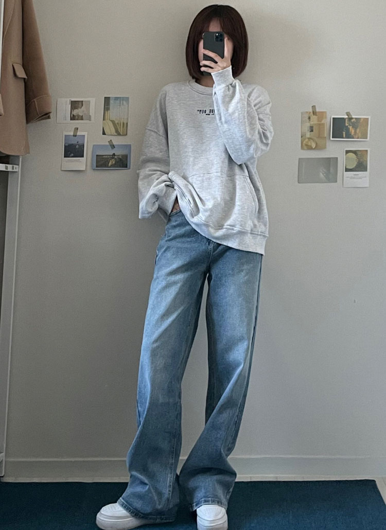 ライトブルーウォッシュロングデニムパンツ | レディース