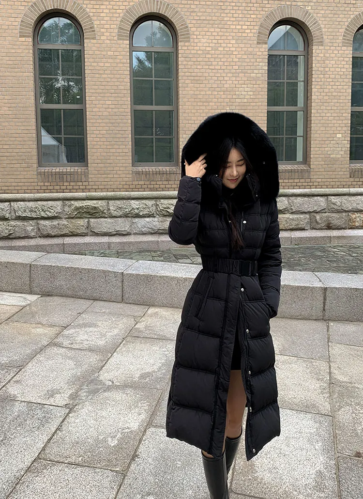 ベルト付ファーフードダウンコート | レディースファッション通販 - DHOLIC 