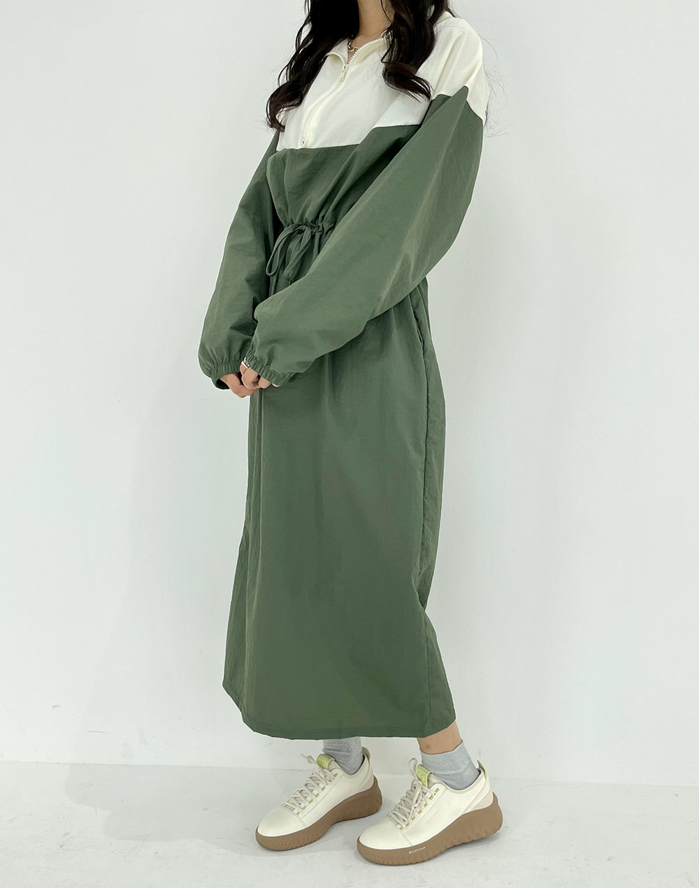 SALE！【PGG】パイルメッシュ ハーフジップアップワンピース SALE！【PGG】パイルメッシュ ハーフジップアップワンピース