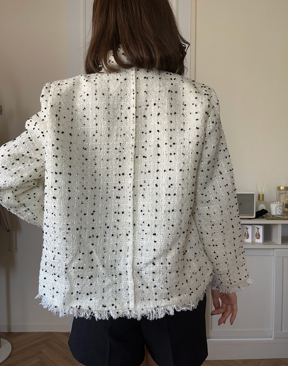 新品 Lig. ドットツイードジャケット ドット ツイード ノーカラージャケット 22194 | marimali