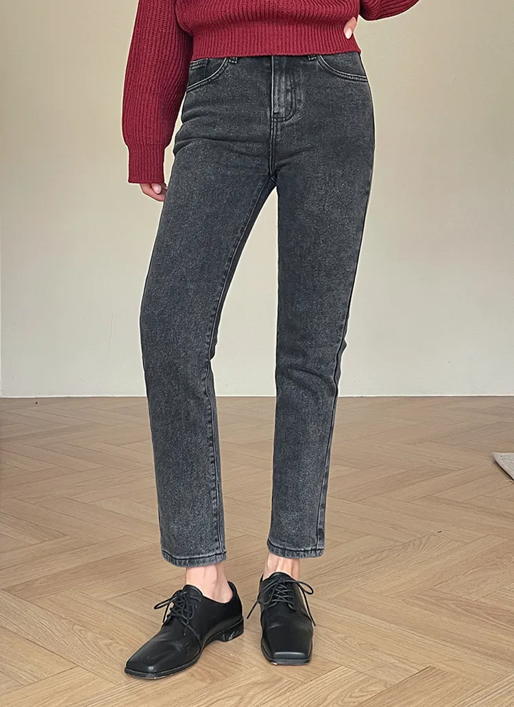 3TYPE裏起毛ダークグレーデニムパンツ | レディースファッション通販 