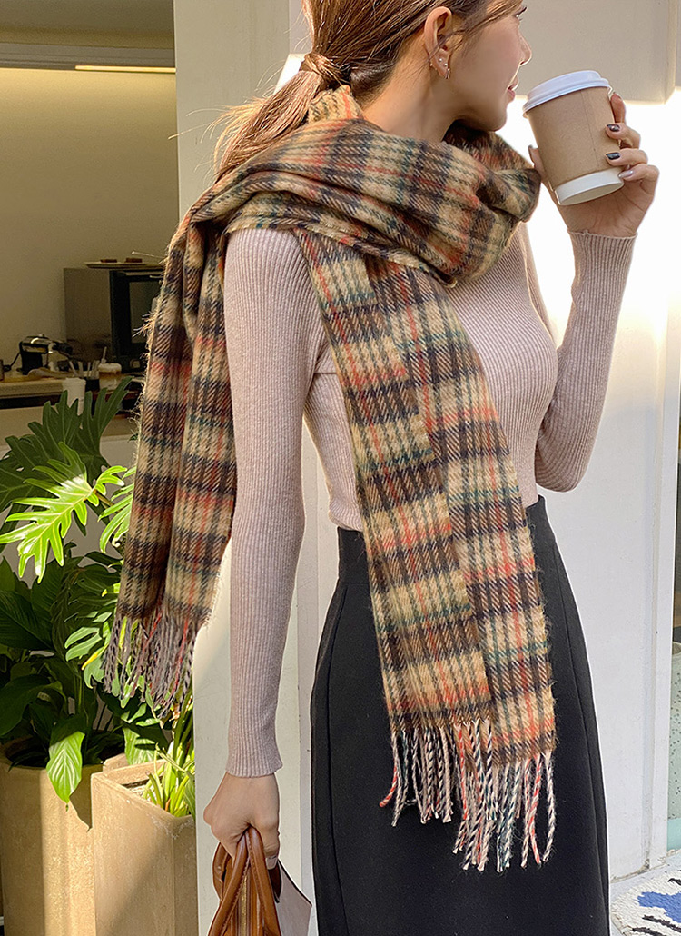 ファミリアチェック マフラー 毛 アクリル チェックアクリルマフラー