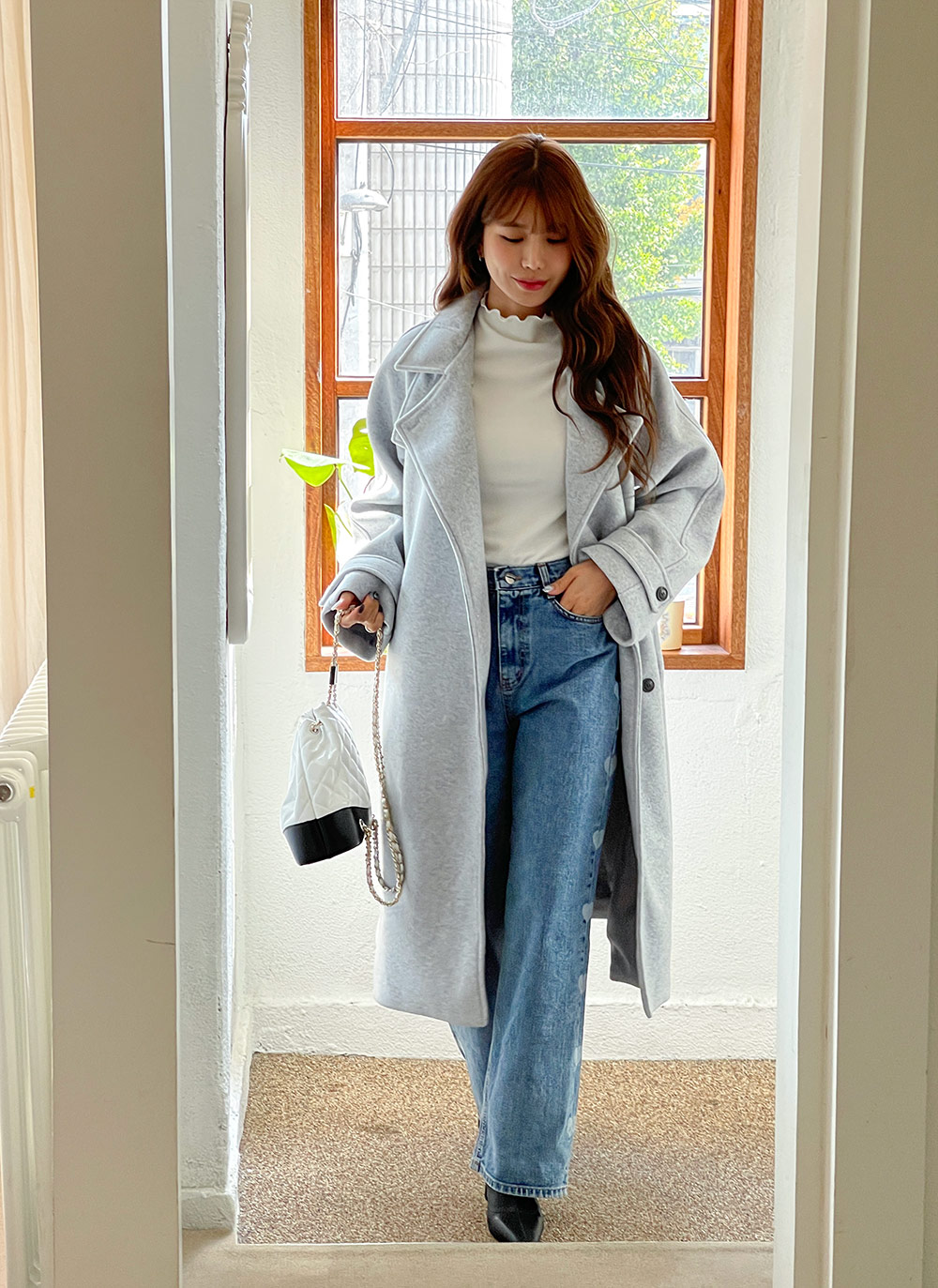 江崎様 美品 バーバリーブルーレベル ウールコート 2way チェック モヘヤ 江崎様 美品 バーバリーブルーレベル ウールコート 2way