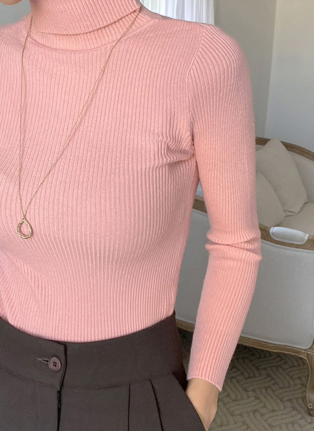 ADORE リブタートルニット　ピンク リブタートルスリムニット | レディースファッション通販 - DHOLIC