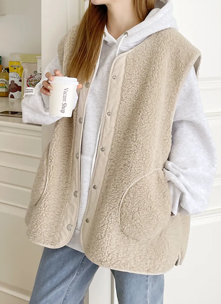 オーバーサイズボアボタンベスト | gaenso | 詳細画像1