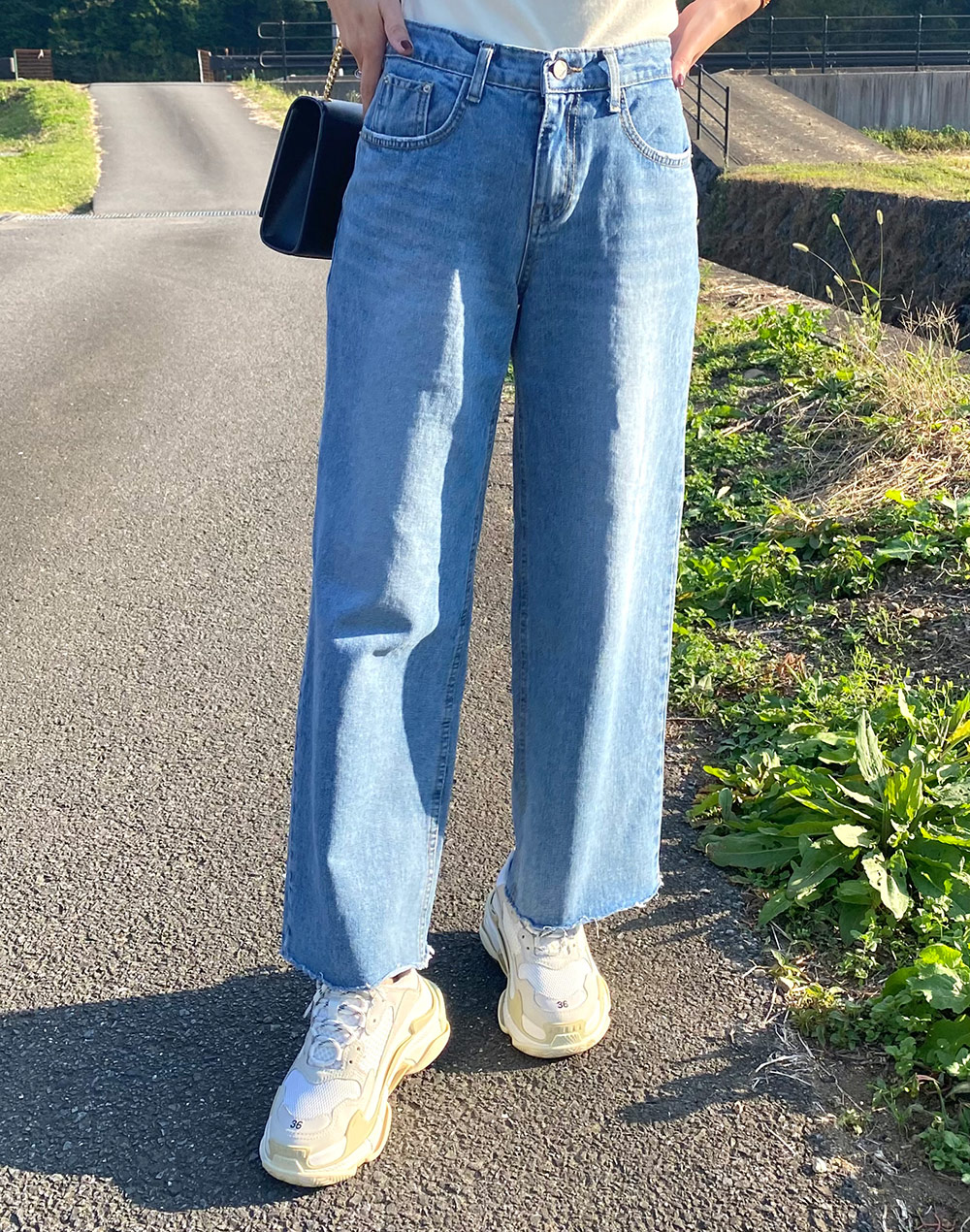 jeep デニムパンツ ストリートパンツWASHED DENIM切りっぱなし jeep ストリート系デニムパンツ ワイド ダメージジーンズwashed
