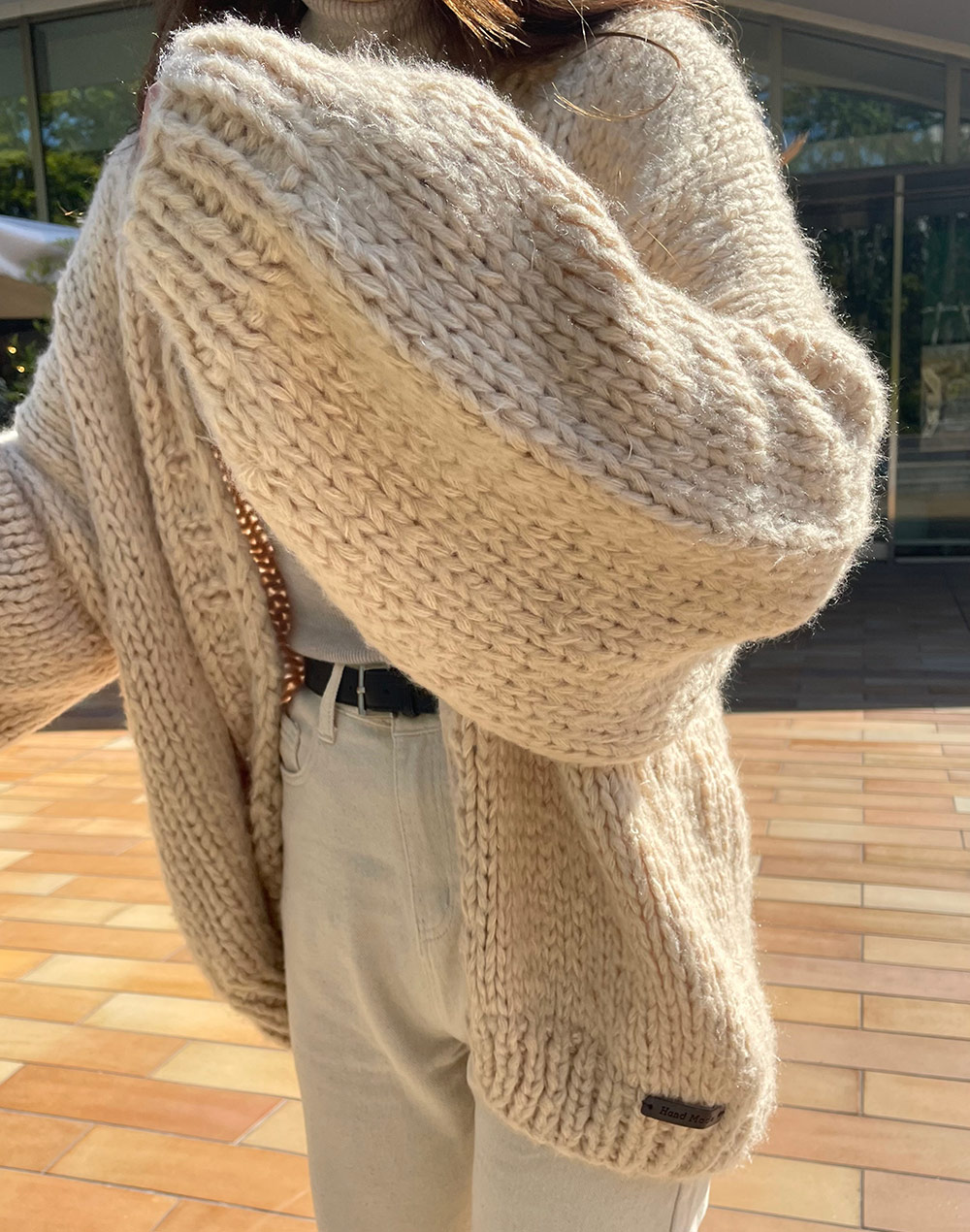 ハイツイストコットンオータムガーデン刺繍ロングニット