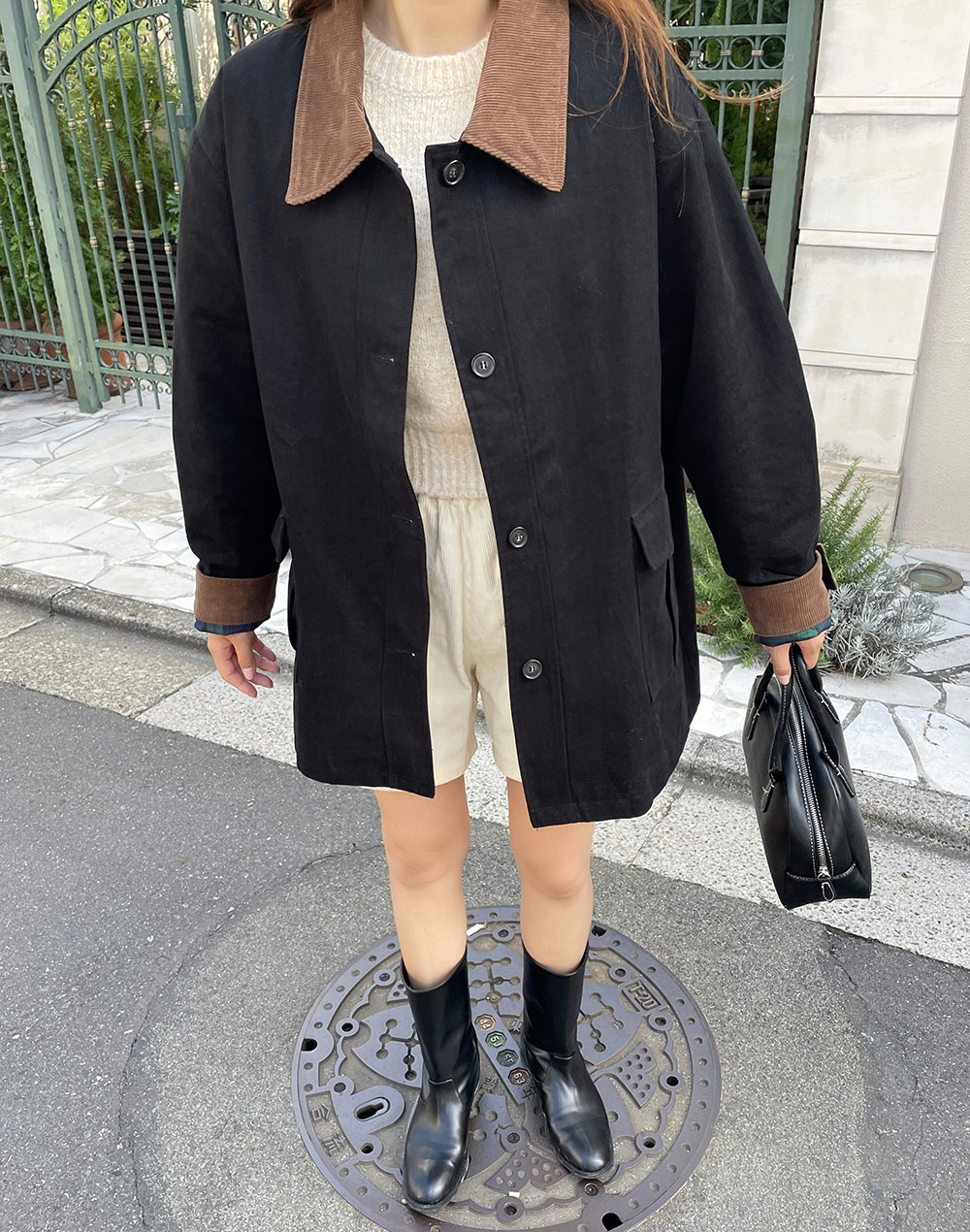 極美品☆ DIOR コーデュロイ アウター モールスキン ハーフコート ブラック 極美品☆ DIOR コーデュロイ アウター モールスキン ハーフコート ブラック