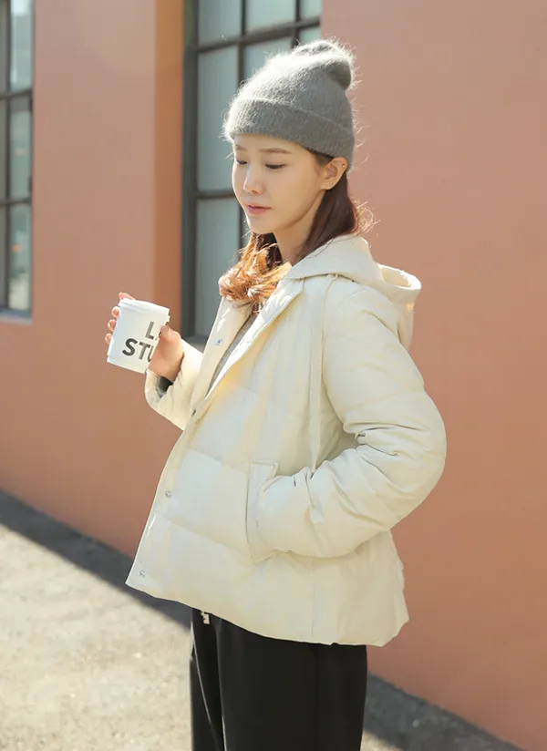 ニットフード付ダウンジャケット | レディースファッション通販 - DHOLIC 