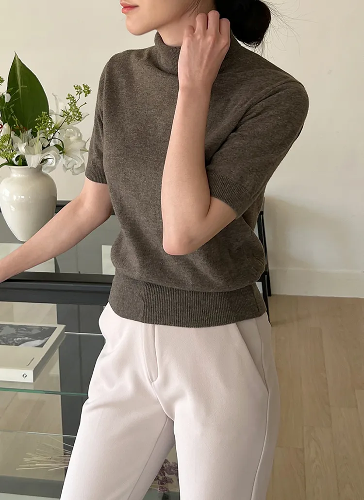カシミヤ混タートルネック半袖ニット | レディースファッション通販 