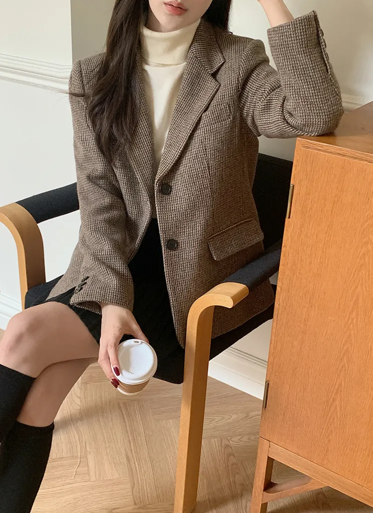 ブラウンチェックジャケット | レディースファッション通販 - DHOLIC 