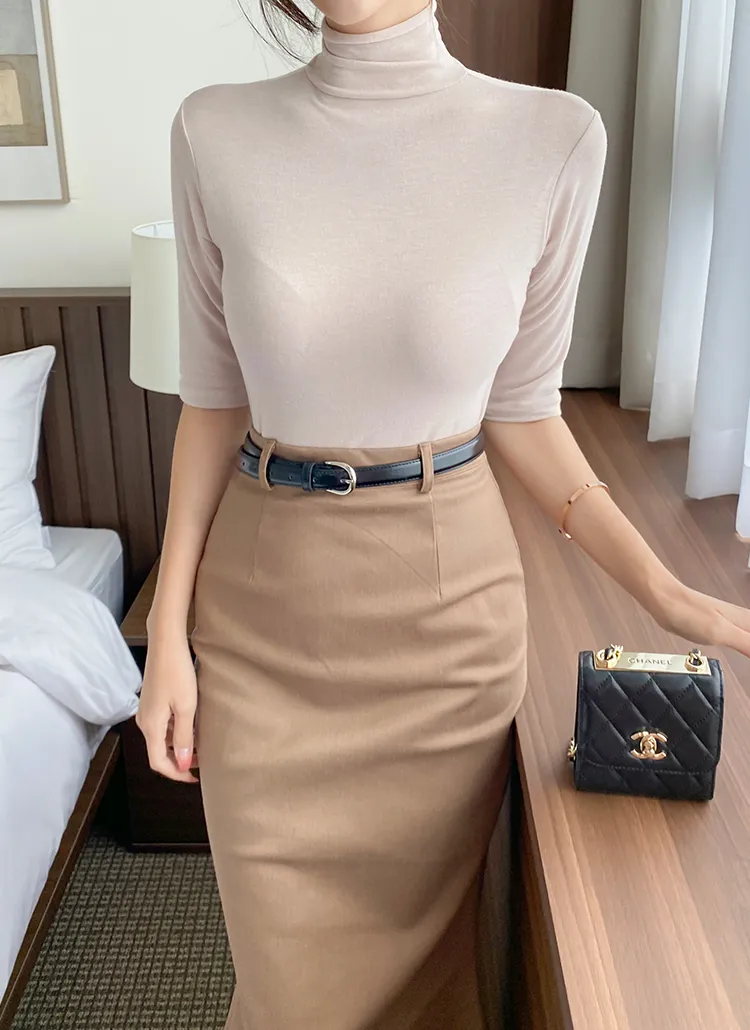 ハイネックスリムハーフスリーブTシャツ | blackholej | 詳細画像1