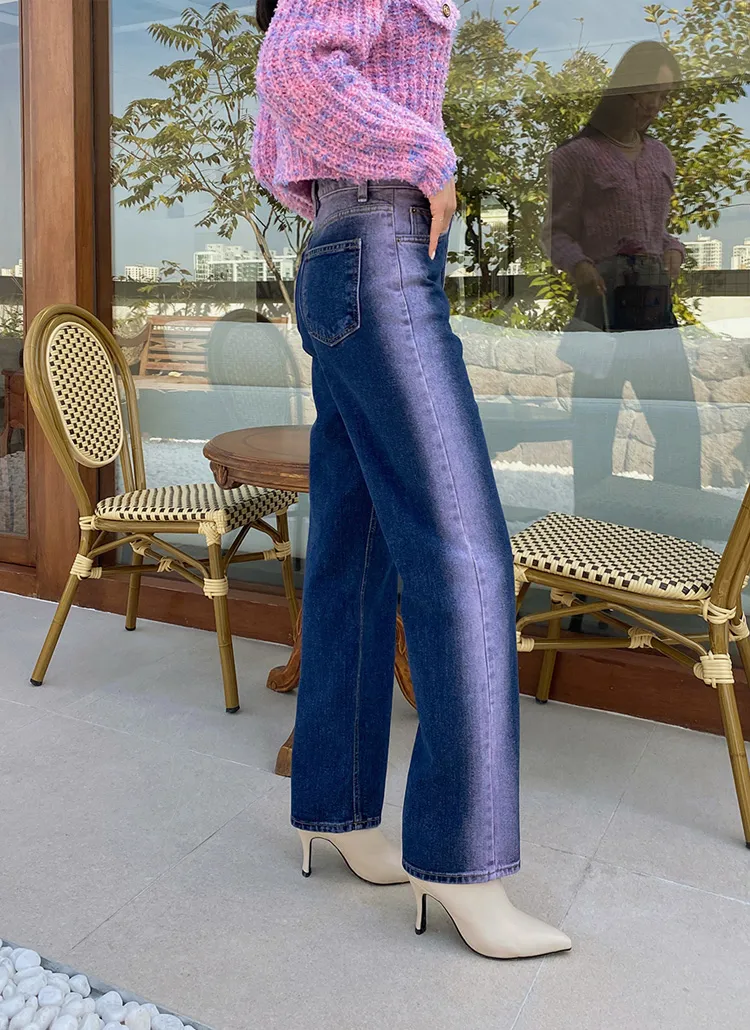 セール GRADATION BLAST WIDE DENIM PANTS グラデーションブラストワイドデニムパンツ デニムパンツ WETTEMPT ウィテンプト のファッション通販