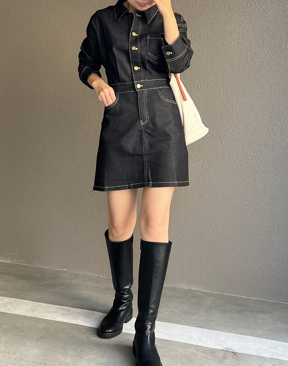 バーバリー ダンガリーデニム ミニ丈 リボンベルト ワンピース ビッグホースロゴ バーバリー ダンガリーデニム ミニ丈 リボンベルト ワンピース