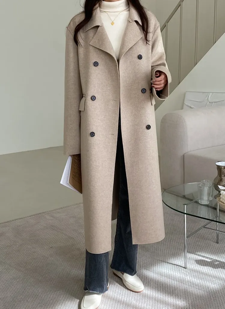 メルトンタッチダブルボタンロングコート | dangosister | 詳細画像1