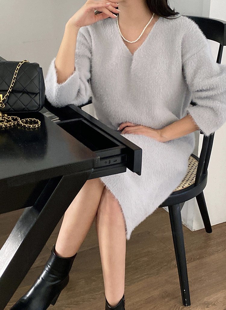 モヘア風vネックニットワンピース レディースファッション通販 Dholic