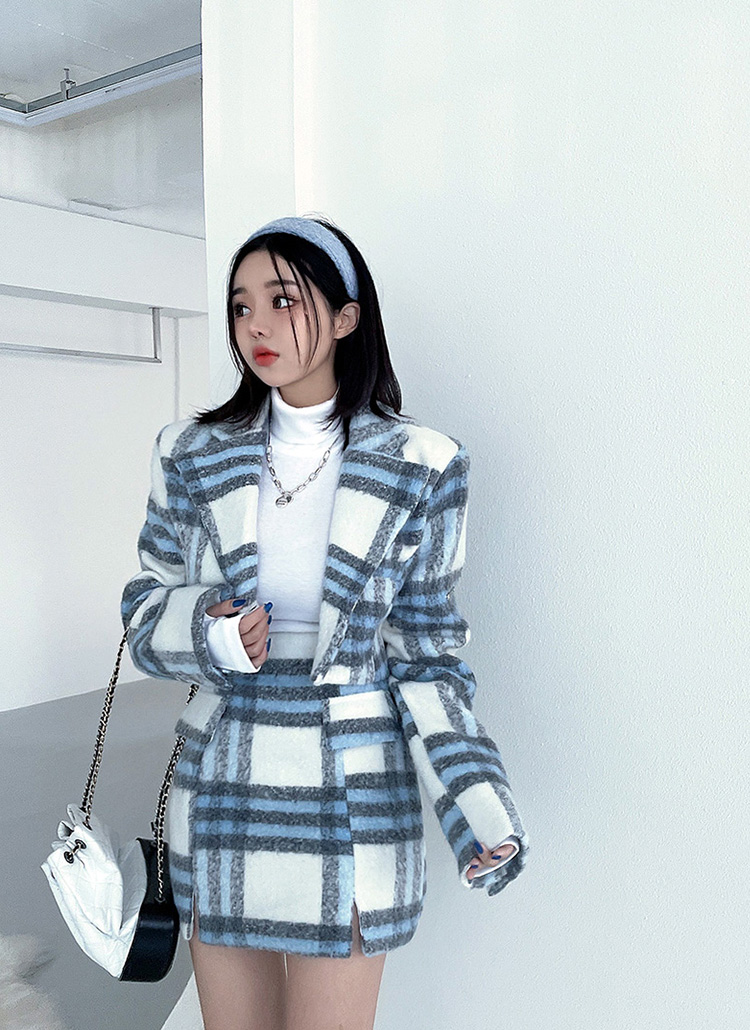 ジャケット チェックスカート セット セットアップ レディース