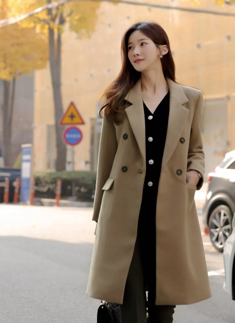 テーラードカラーダブルボタンコート | baddiary | 詳細画像1